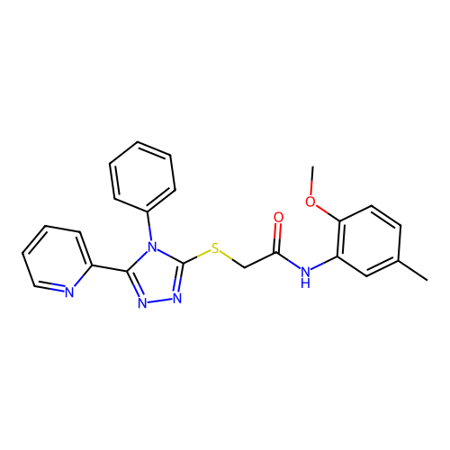 N-(2-methoxy-5-methylphenyl)-2-{[4-phenyl-5-(pyridin-2-yl)-4H-1,2,4-triazol-3-yl]sulfanyl}acetamide structure