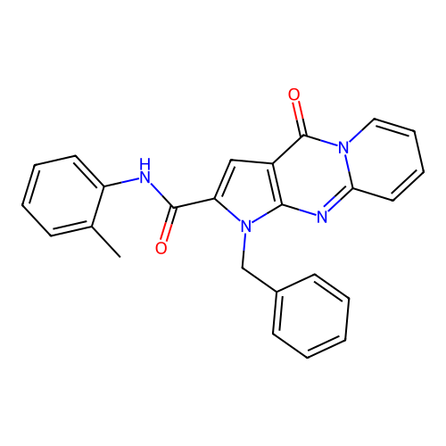 1-benzyl-4-oxo-N-(o-tolyl)-1,4-dihydropyrido[1,2-a]pyrrolo[2,3-d]pyrimidine-2-carboxamide structure