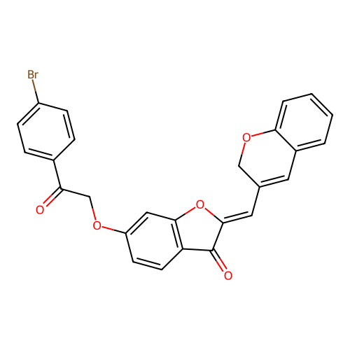 (2Z)-6-[2-(4-bromophenyl)-2-oxoethoxy]-2-(2H-chromen-3-ylmethylidene)-1-benzofuran-3(2H)-one structure
