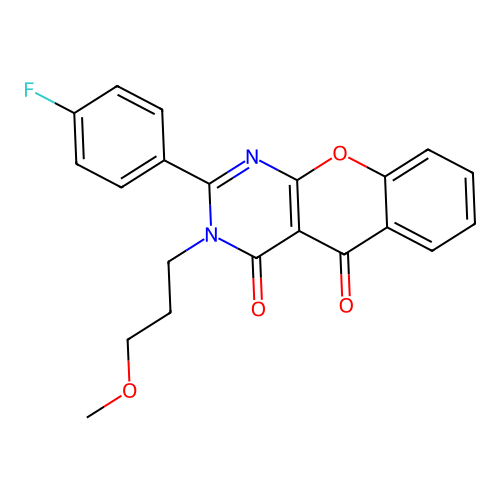 2-(4-fluorophenyl)-3-(3-methoxypropyl)chromeno[2,3-d]pyrimidine-4,5-dione structure