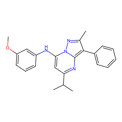 N-(3-methoxyphenyl)-2-methyl-3-phenyl-5-(propan-2-yl)pyrazolo[1,5-a]pyrimidin-7-amine structure