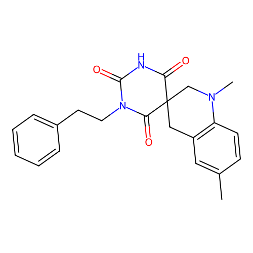 1',6'-dimethyl-1-phenethylspiro[1,3-diazinane-5,3'-2,4-dihydroquinoline]-2,4,6-trione structure