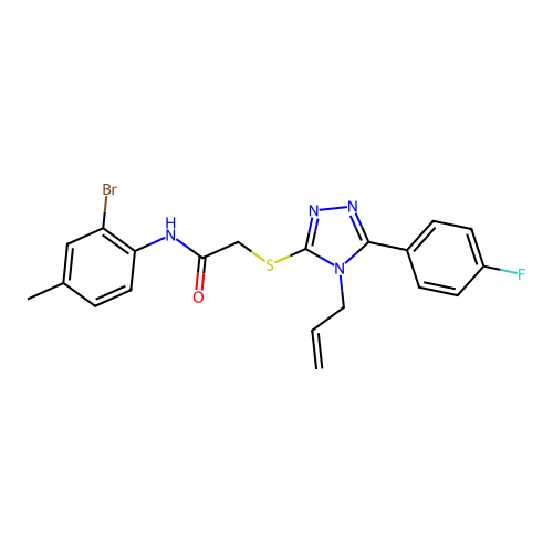 N-(2-bromo-4-methylphenyl)-2-{[5-(4-fluorophenyl)-4-(prop-2-en-1-yl)-4H-1,2,4-triazol-3-yl]sulfanyl}acetamide structure