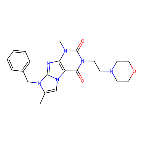 8-benzyl-1,7-dimethyl-3-[2-(morpholin-4-yl)ethyl]-1H-imidazo[2,1-f]purine-2,4(3H,8H)-dione structure