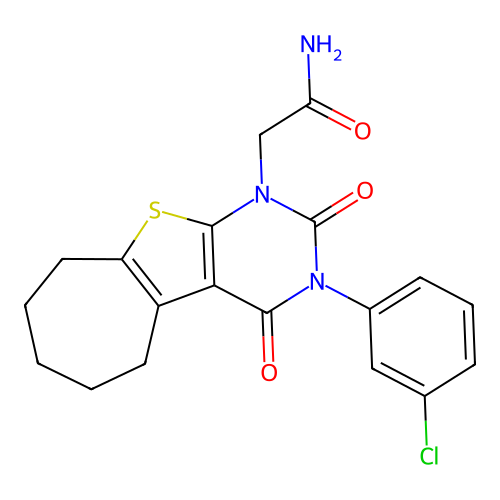 2-(3-(3-chlorophenyl)-2,4-dioxo-2,3,4,5,6,7,8,9-octahydro-1H-cyclohepta[4,5]thieno[2,3-d]pyrimidin-1-yl)acetamide structure