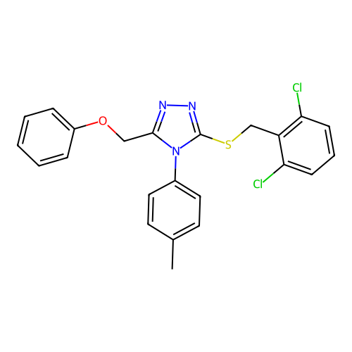 3-[(2,6-dichlorophenyl)methylsulfanyl]-4-(4-methylphenyl)-5-(phenoxymethyl)-1,2,4-triazole structure
