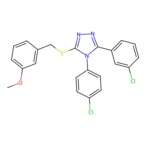 3-(3-chlorophenyl)-4-(4-chlorophenyl)-5-[(3-methoxyphenyl)methylsulfanyl]-1,2,4-triazole structure