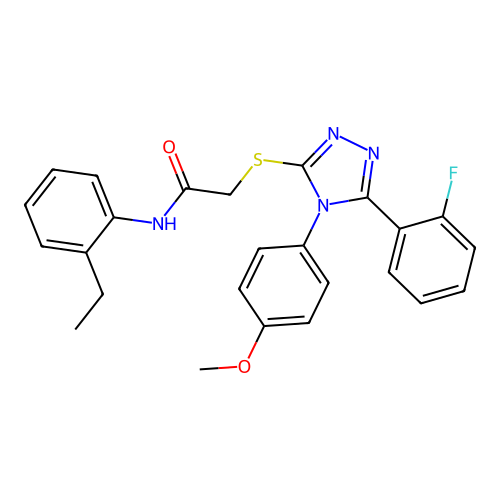 N-(2-ethylphenyl)-2-[[5-(2-fluorophenyl)-4-(4-methoxyphenyl)-1,2,4-triazol-3-yl]sulfanyl]acetamide structure