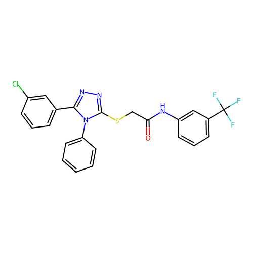 2-{[5-(3-chlorophenyl)-4-phenyl-4H-1,2,4-triazol-3-yl]sulfanyl}-N-[3-(trifluoromethyl)phenyl]acetamide structure