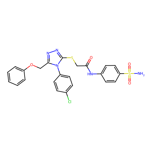 2-{[4-(4-chlorophenyl)-5-(phenoxymethyl)-4H-1,2,4-triazol-3-yl]sulfanyl}-N-(4-sulfamoylphenyl)acetamide structure