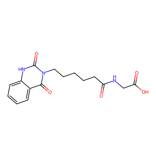 N-[6-(2-hydroxy-4-oxoquinazolin-3(4H)-yl)hexanoyl]glycine structure