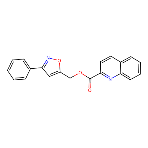 (3-Phenyl-1,2-oxazol-5-yl)methyl quinoline-2-carboxylate structure