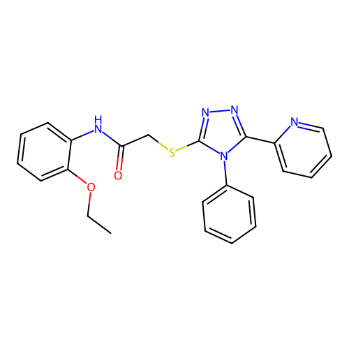 N-(2-ethoxyphenyl)-2-[(4-phenyl-5-pyridin-2-yl-1,2,4-triazol-3-yl)sulfanyl]acetamide structure