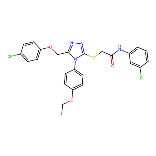 2-((5-((4-chlorophenoxy)methyl)-4-(4-ethoxyphenyl)-4H-1,2,4-triazol-3-yl)thio)-N-(3-chlorophenyl)acetamide structure