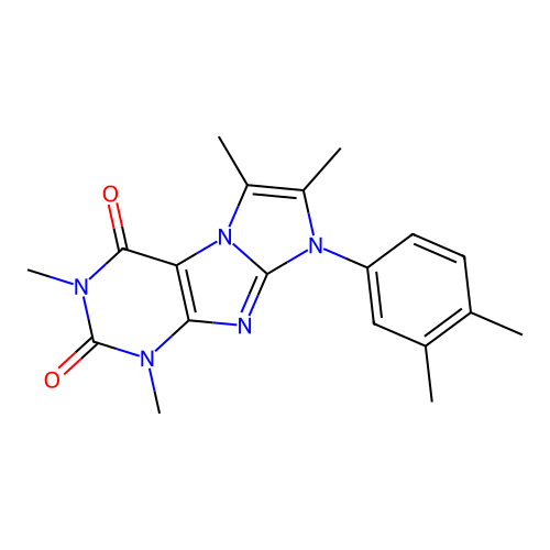 8-(3,4-dimethylphenyl)-1,3,6,7-tetramethyl-1H-imidazo[2,1-f]purine-2,4(3H,8H)-dione structure