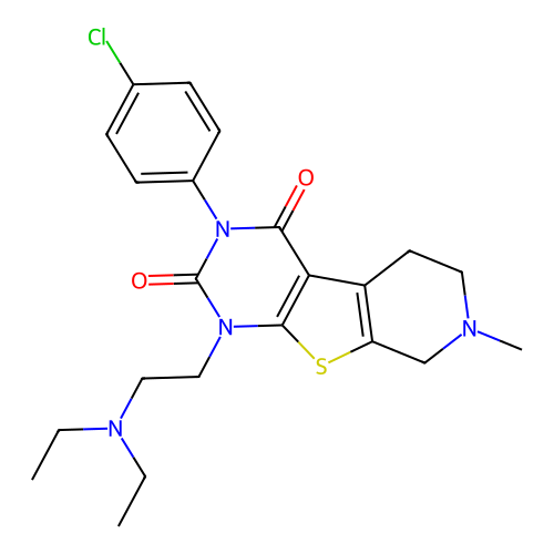 3-(4-Chloro-phenyl)-1-(2-diethylamino-ethyl)-7-methyl-5,6,7,8-tetrahydro-1H-pyrido[4',3':4,5]thieno[2,3- d]pyrimidine-2,4-dione structure