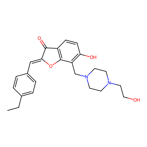 (Z)-2-(4-ethylbenzylidene)-6-hydroxy-7-((4-(2-hydroxyethyl)piperazin-1-yl)methyl)benzofuran-3(2H)-one structure