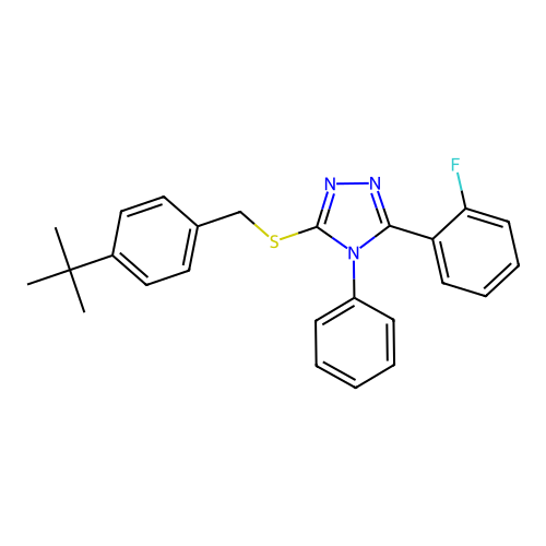 3-[(4-tert-butylbenzyl)sulfanyl]-5-(2-fluorophenyl)-4-phenyl-4H-1,2,4-triazole structure