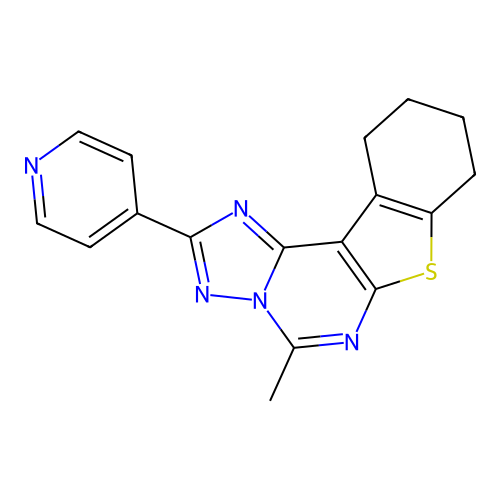 5-methyl-2-(4-pyridyl)-8,9,10,11-tetrahydro[1]benzothieno[3,2-e][1,2,4]triazolo[1,5-c]pyrimidine structure