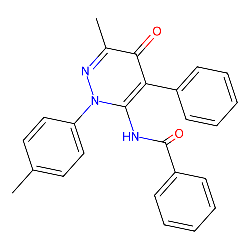 N-[6-methyl-2-(4-methylphenyl)-5-oxo-4-phenylpyridazin-3-yl]benzamide structure