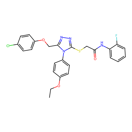 2-((5-((4-chlorophenoxy)methyl)-4-(4-ethoxyphenyl)-4H-1,2,4-triazol-3-yl)thio)-N-(2-fluorophenyl)acetamide structure