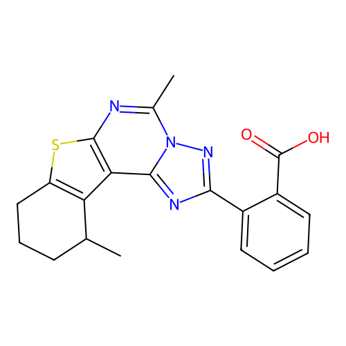 2-(5,11-dimethyl-8,9,10,11-tetrahydro[1]benzothieno[3,2-e][1,2,4]triazolo[1,5-c]pyrimidin-2-yl)benzoic acid structure