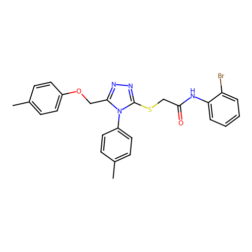 N-(2-bromophenyl)-2-((4-(p-tolyl)-5-((p-tolyloxy)methyl)-4H-1,2,4-triazol-3-yl)thio)acetamide structure