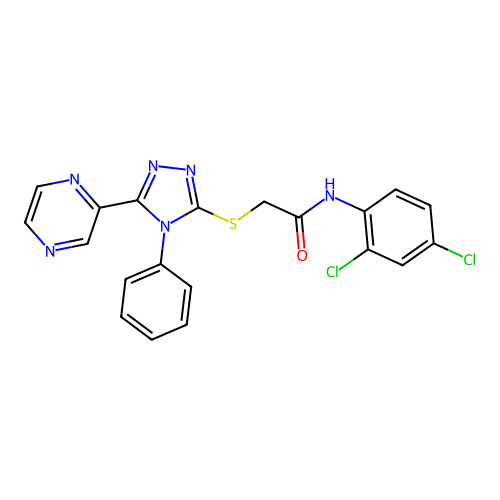 N-(2,4-dichlorophenyl)-2-[(4-phenyl-5-pyrazin-2-yl-1,2,4-triazol-3-yl)sulfanyl]acetamide structure