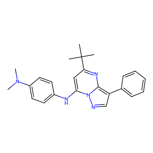 N'-(5-tert-butyl-3-phenylpyrazolo[1,5-a]pyrimidin-7-yl)-N,N-dimethylbenzene-1,4-diamine structure