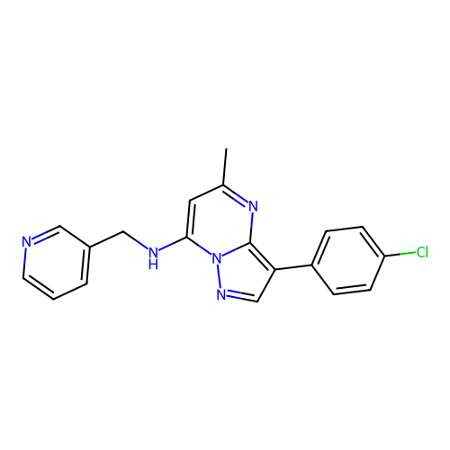 3-(4-chlorophenyl)-5-methyl-N-(pyridin-3-ylmethyl)pyrazolo[1,5-a]pyrimidin-7-amine structure