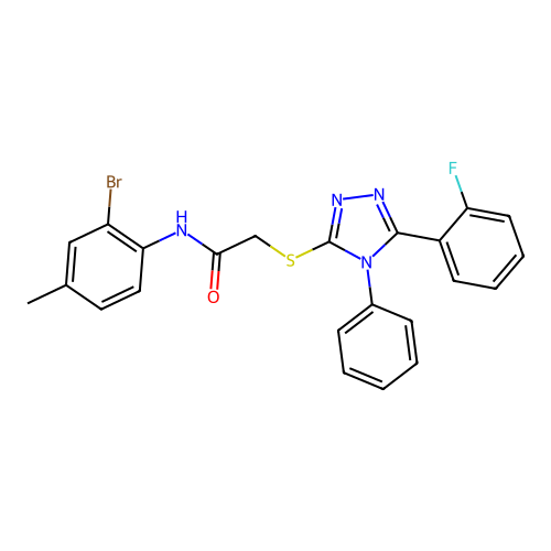 N-(2-bromo-4-methylphenyl)-2-{[5-(2-fluorophenyl)-4-phenyl-4H-1,2,4-triazol-3-yl]sulfanyl}acetamide structure