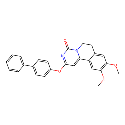 2-(biphenyl-4-yloxy)-9,10-dimethoxy-6,7-dihydro-4H-pyrimido[6,1-a]isoquinolin-4-one structure