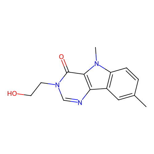 3-(2-hydroxyethyl)-5,8-dimethyl-3,5-dihydro-4H-pyrimido[5,4-b]indol-4-one structure