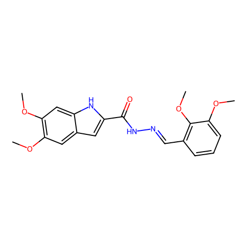 (E)-N'-(2,3-dimethoxybenzylidene)-5,6-dimethoxy-1H-indole-2-carbohydrazide structure