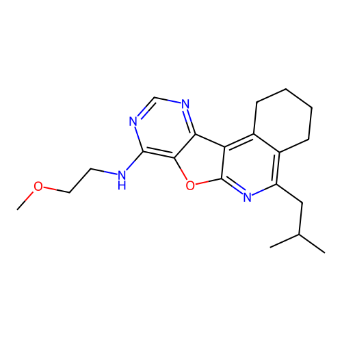5-isobutyl-N-(2-methoxyethyl)-1,2,3,4-tetrahydropyrimido[4',5':4,5]furo[2,3-c]isoquinolin-8-amine structure