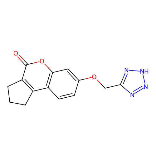 7-(1H-tetrazol-5-ylmethoxy)-2,3-dihydrocyclopenta[c]chromen-4(1H)-one structure