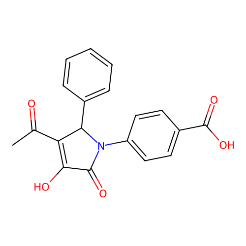 4-(3-acetyl-4-hydroxy-5-oxo-2-phenyl-2,5-dihydro-1H-pyrrol-1-yl)benzoic acid structure