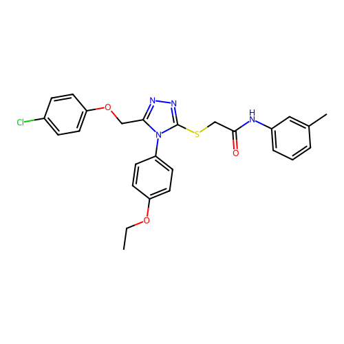 2-((5-((4-chlorophenoxy)methyl)-4-(4-ethoxyphenyl)-4H-1,2,4-triazol-3-yl)thio)-N-(m-tolyl)acetamide structure