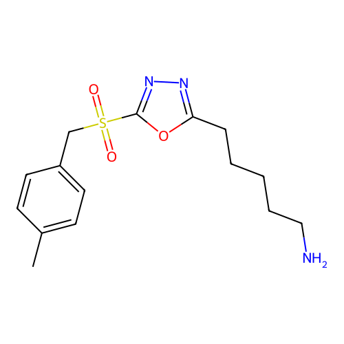5-(5-((4-Methylbenzyl)sulfonyl)-1,3,4-oxadiazol-2-yl)pentan-1-amine structure