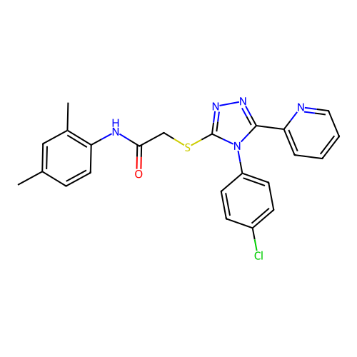 2-[[4-(4-chlorophenyl)-5-pyridin-2-yl-1,2,4-triazol-3-yl]sulfanyl]-N-(2,4-dimethylphenyl)acetamide structure