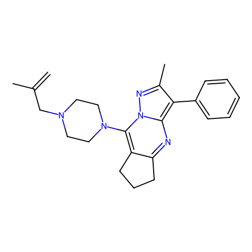 2-methyl-8-(4-(2-methylallyl)piperazin-1-yl)-3-phenyl-6,7-dihydro-5H-cyclopenta[d]pyrazolo[1,5-a]pyrimidine structure