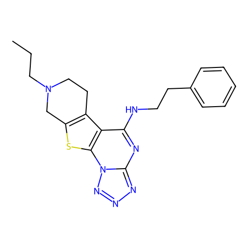 N-(2-phenylethyl)-8-propyl-6,7,8,9-tetrahydropyrido[4',3':4,5]thieno[3,2-e]tetrazolo[1,5-a]pyrimidin-5-amine structure