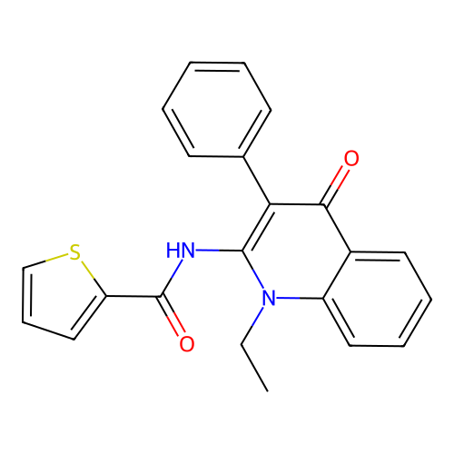 N-(1-ethyl-4-oxo-3-phenyl-1,4-dihydroquinolin-2-yl)thiophene-2-carboxamide structure