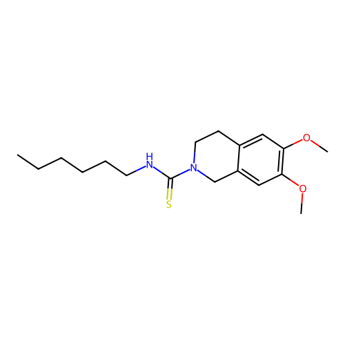 N-hexyl-6,7-dimethoxy-3,4-dihydroisoquinoline-2(1H)-carbothioamide structure