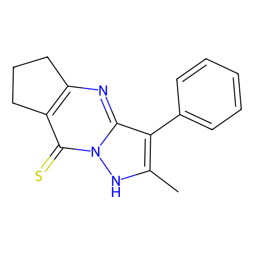 2-methyl-3-phenyl-6,7-dihydro-5H-cyclopenta[d]pyrazolo[1,5-a]pyrimidine-8-thiol structure
