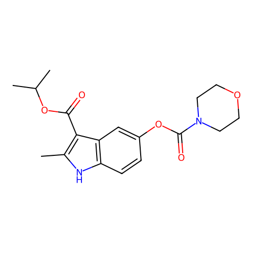 3-(isopropoxycarbonyl)-2-methyl-1H-indol-5-yl morpholine-4-carboxylate structure