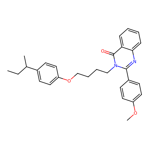3-{4-[4-(butan-2-yl)phenoxy]butyl}-2-(4-methoxyphenyl)quinazolin-4(3H)-one structure