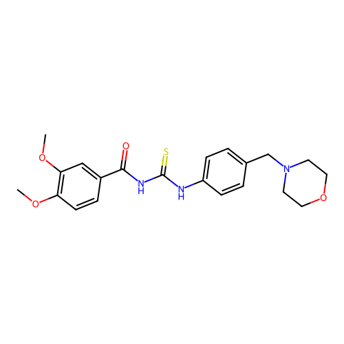 3,4-dimethoxy-N-[[4-(morpholin-4-ylmethyl)phenyl]carbamothioyl]benzamide structure
