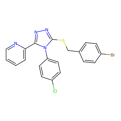 3-[(4-Bromophenyl)methylthio]-4-(4-chlorophenyl)-5-(2-pyridyl)-1,2,4-triazole structure