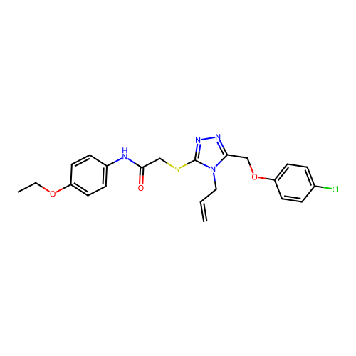 2-({5-[(4-chlorophenoxy)methyl]-4-(prop-2-en-1-yl)-4H-1,2,4-triazol-3-yl}sulfanyl)-N-(4-ethoxyphenyl)acetamide structure